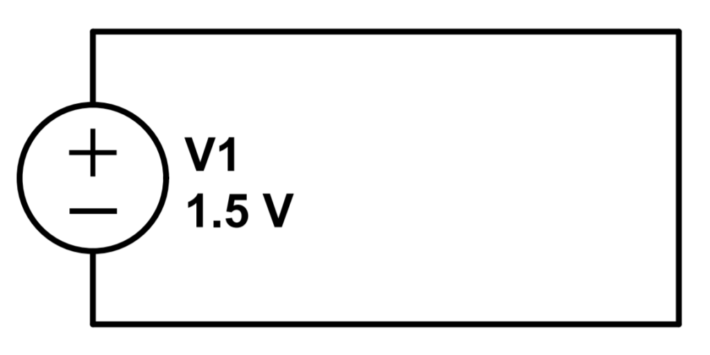 The traditional symbol for a DC power source.