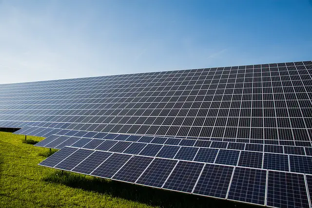 A large array of solar panels.