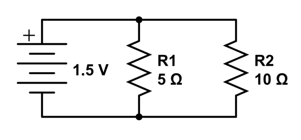 Two resistors in parallel.
