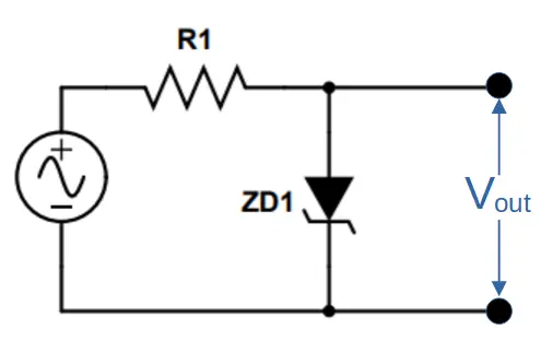 Positive Zener Clipper Circuit Diagram