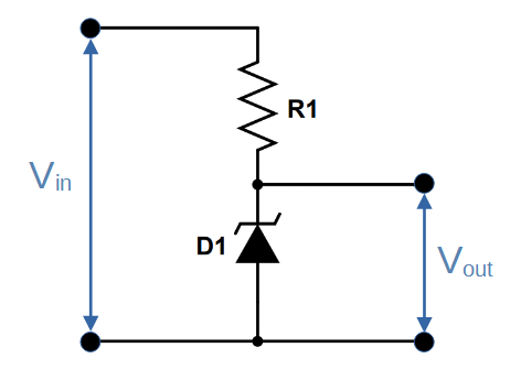Zener diode voltage regulator circuit diagram.