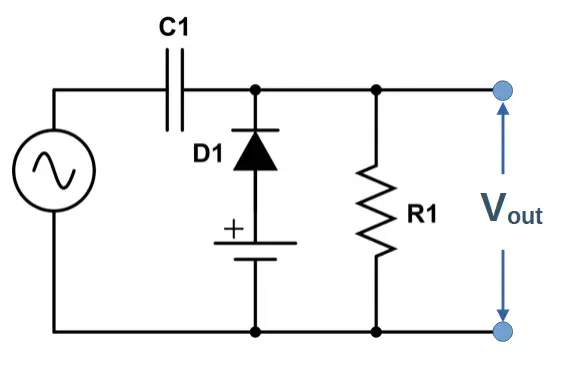 Positive biased positive clamper circuit diagram.