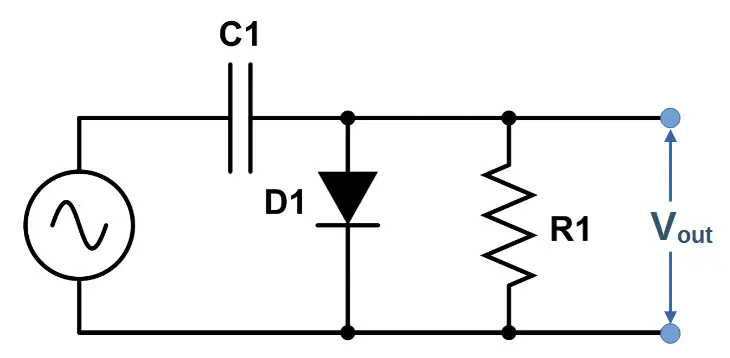 Unbiased negative clamper circuit diagram.