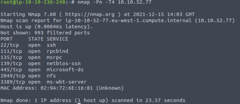 nmap scan for enumeration.