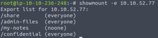Using the showmount command.