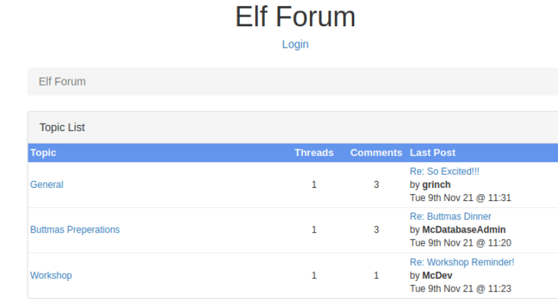 Elf forum page.