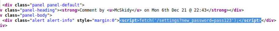 Checking source code to see if Javascript from comment is present.