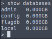 Using the 'show databases' command.