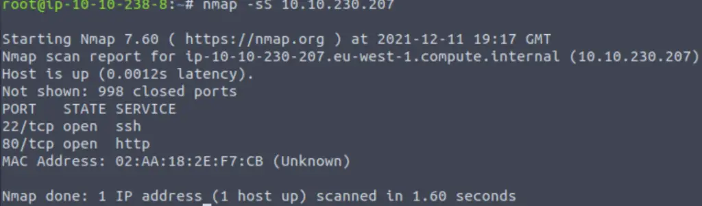 Using nmap with the -sS flag.