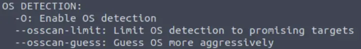 Nmap man page entry for OS detection.