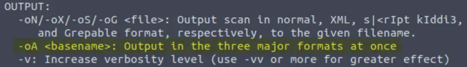 Nmap output in three formats at once.