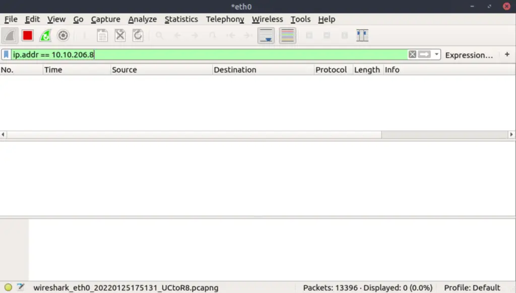 Using the ip.addr filter in Wireshark.