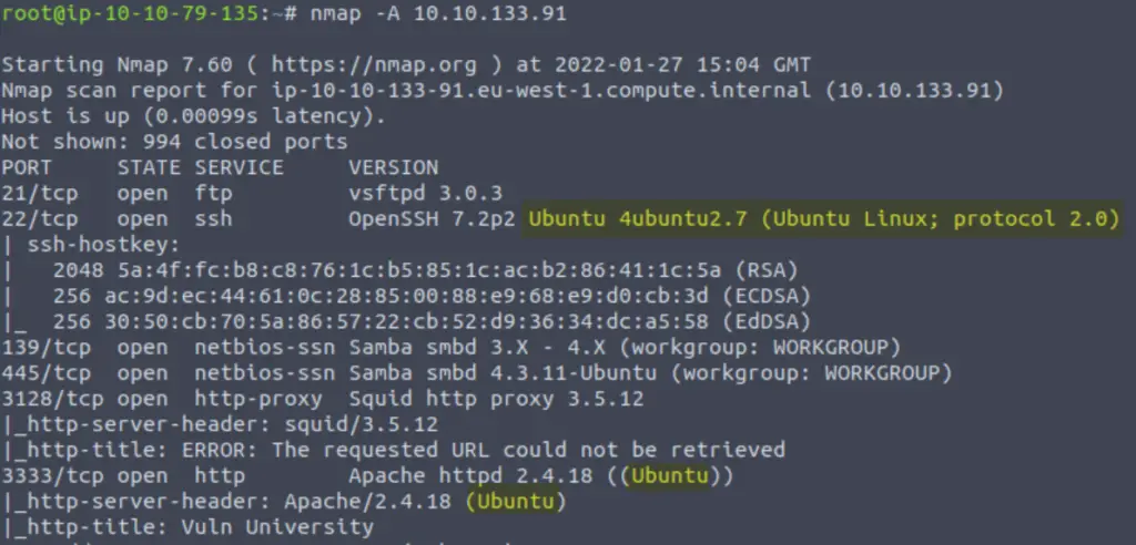 Nmap 'all' -A scan.