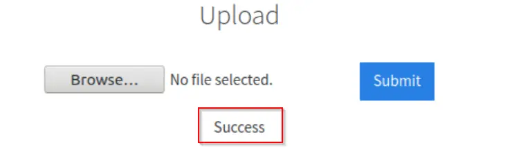 Success message in upload form.