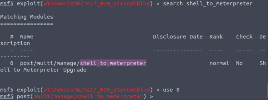 Shell to meterpreter metasploit.