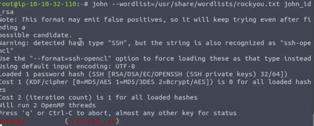 Cracking RSA private key passphrase using john the ripper.