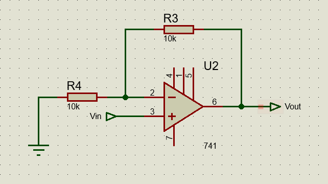 Non-inverting amplifier circuit using 741 Op Amp