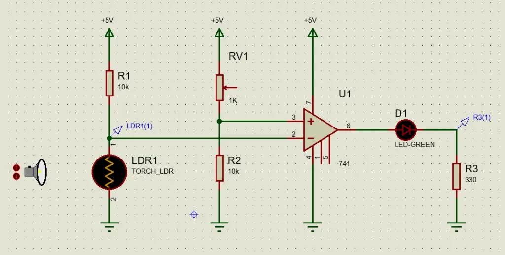 Automatic night light circuit using 741 Op Amp