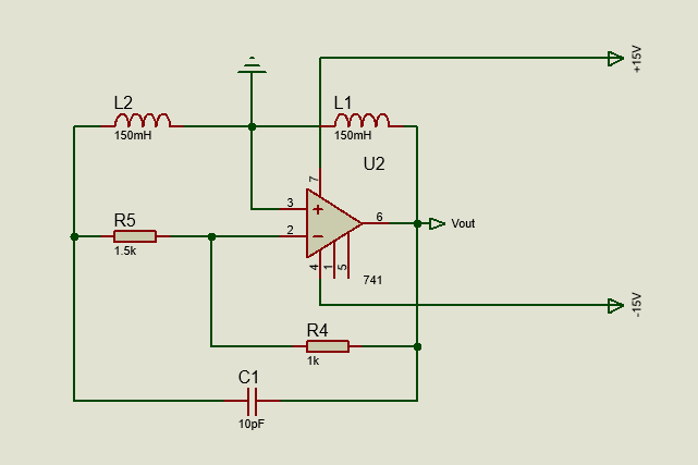Hartley oscillator circuit using 741 Op Amp