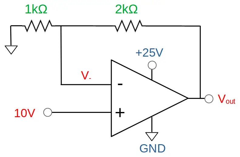 Non-inverting op amp saturation.