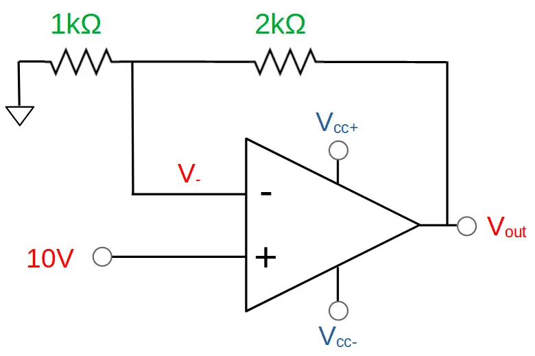 Non-inverting op amp with different resistors.