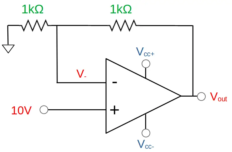 Non inverting op amp with identical resistors