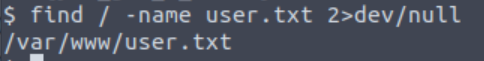 Using find to identify the location of user.txt