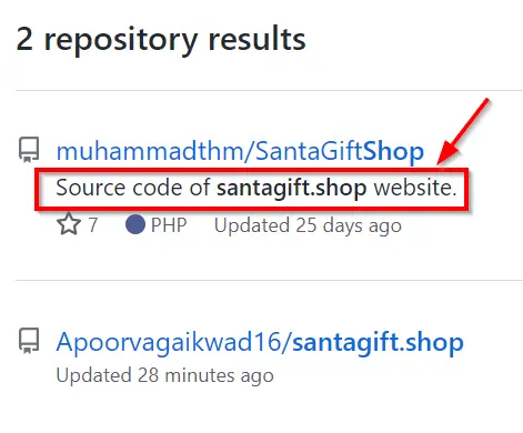 santagift.shop GitHub repository