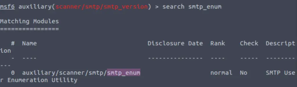 smtp_enum metasploit module
