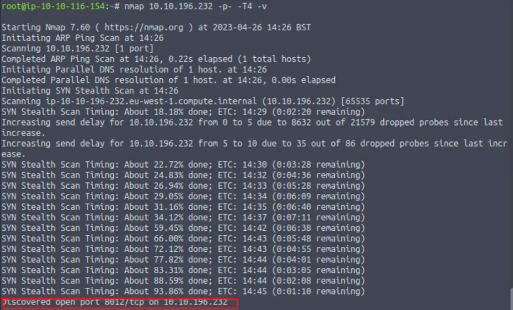Nmap all port scan telnet target TryHackMe Network Services