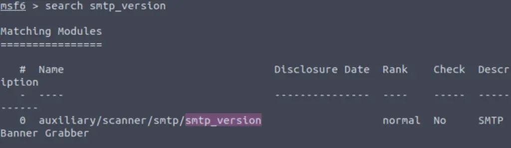 Using the smtp_version metasploit module.