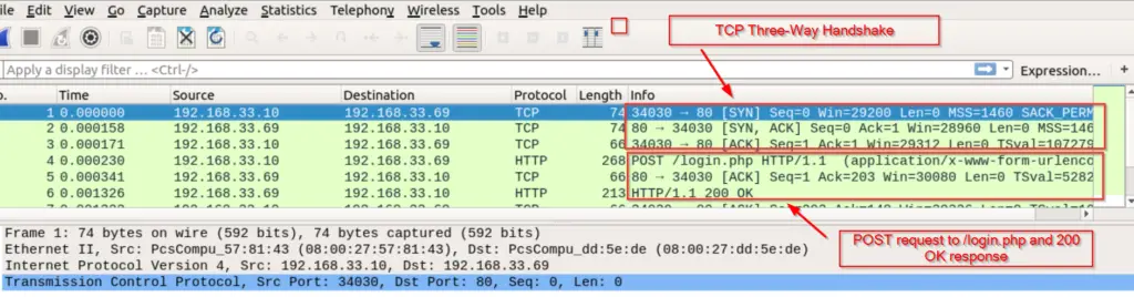 Scoping out the .pcap file using WireShark on TryHackMe Smag Grotto