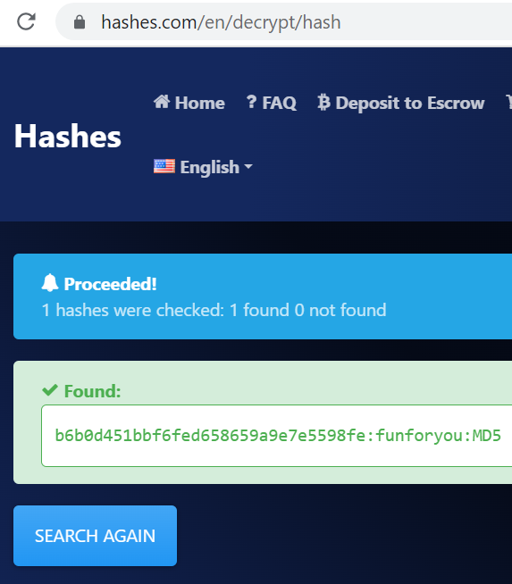 Cracking a MD5 hash.
