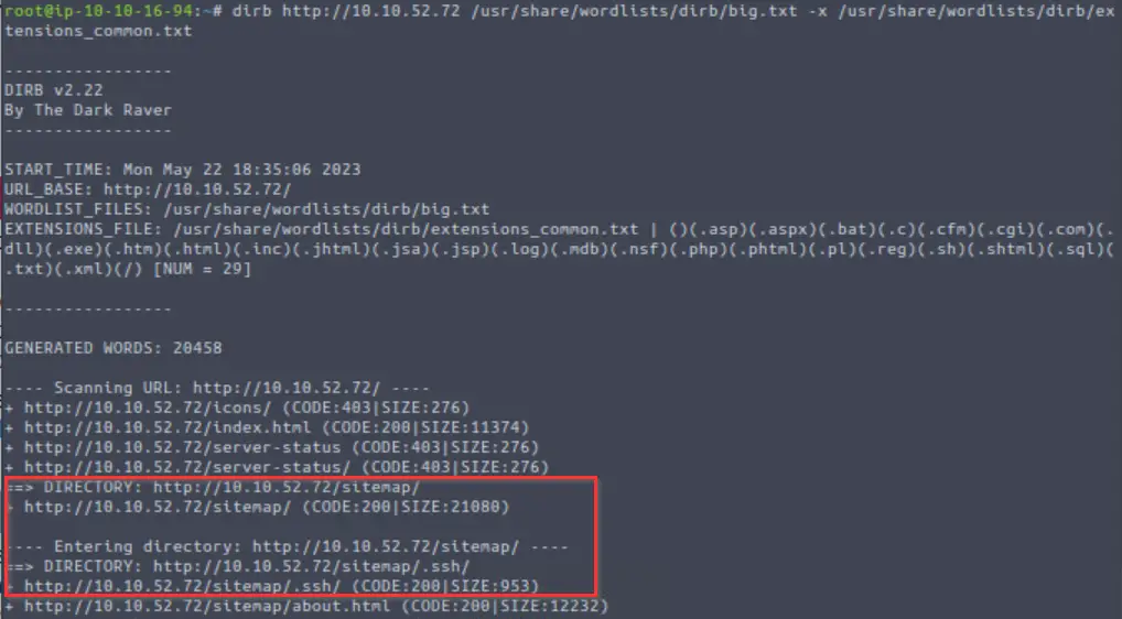 Performing brute force directory enumeration on Wgel CTF.