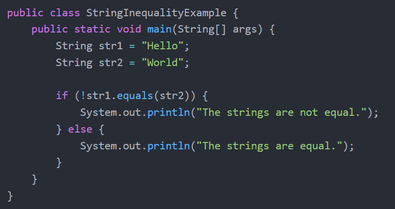 Compare if Strings are Equal or Not Equal in Java