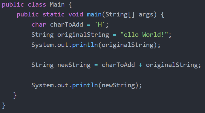 Adding a char to a string in Java