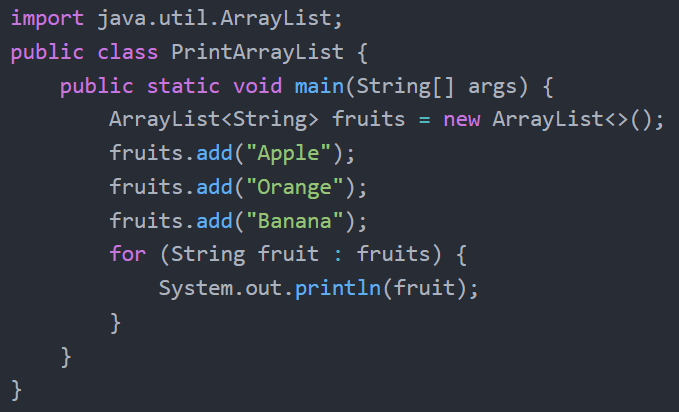 Printing an ArrayList in Java