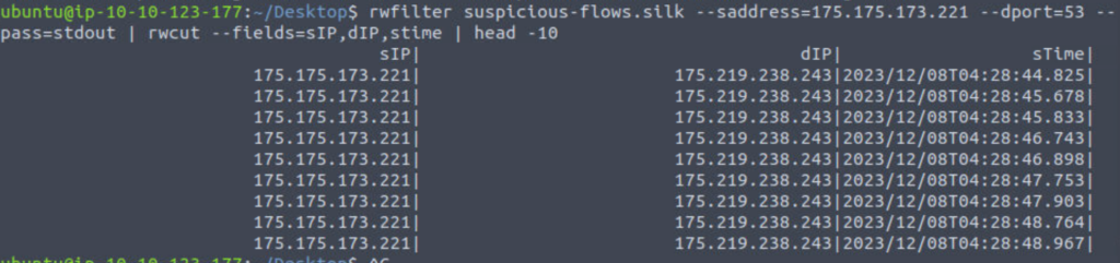 Identifying the malicious IP address using SiLK