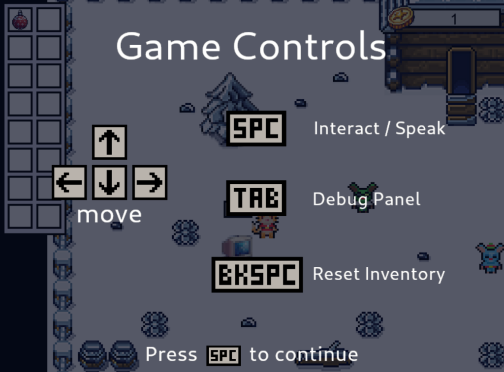 Game controls for TryHackMe Advent of Cyber 2023 Day 6