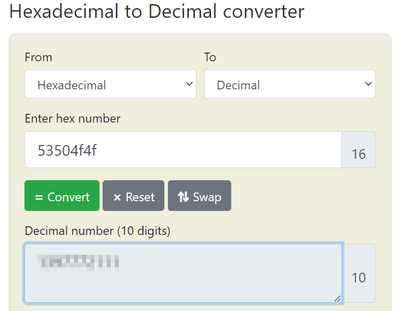Converting from hex to decimal