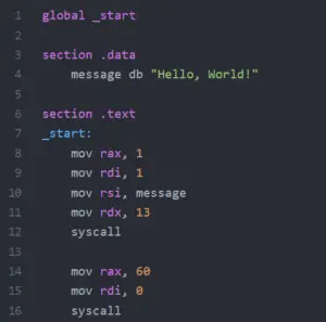 assembly language hello world