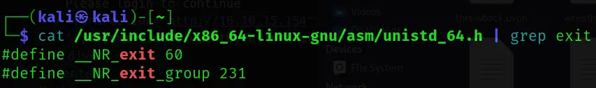 Searching for the exit syscall in Linux